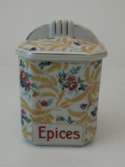 Set 4 spice pots old floral decoration