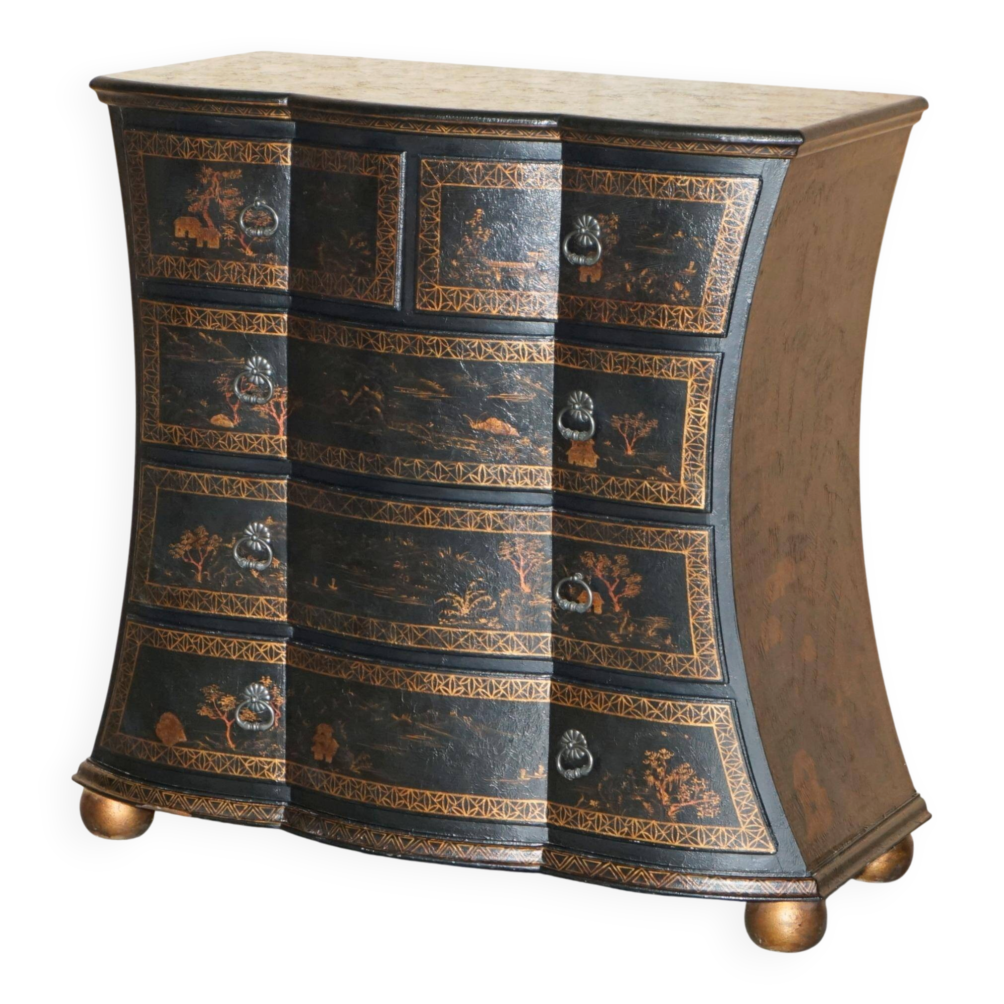 Commode Chinoiserie Antique Peinte à la Main