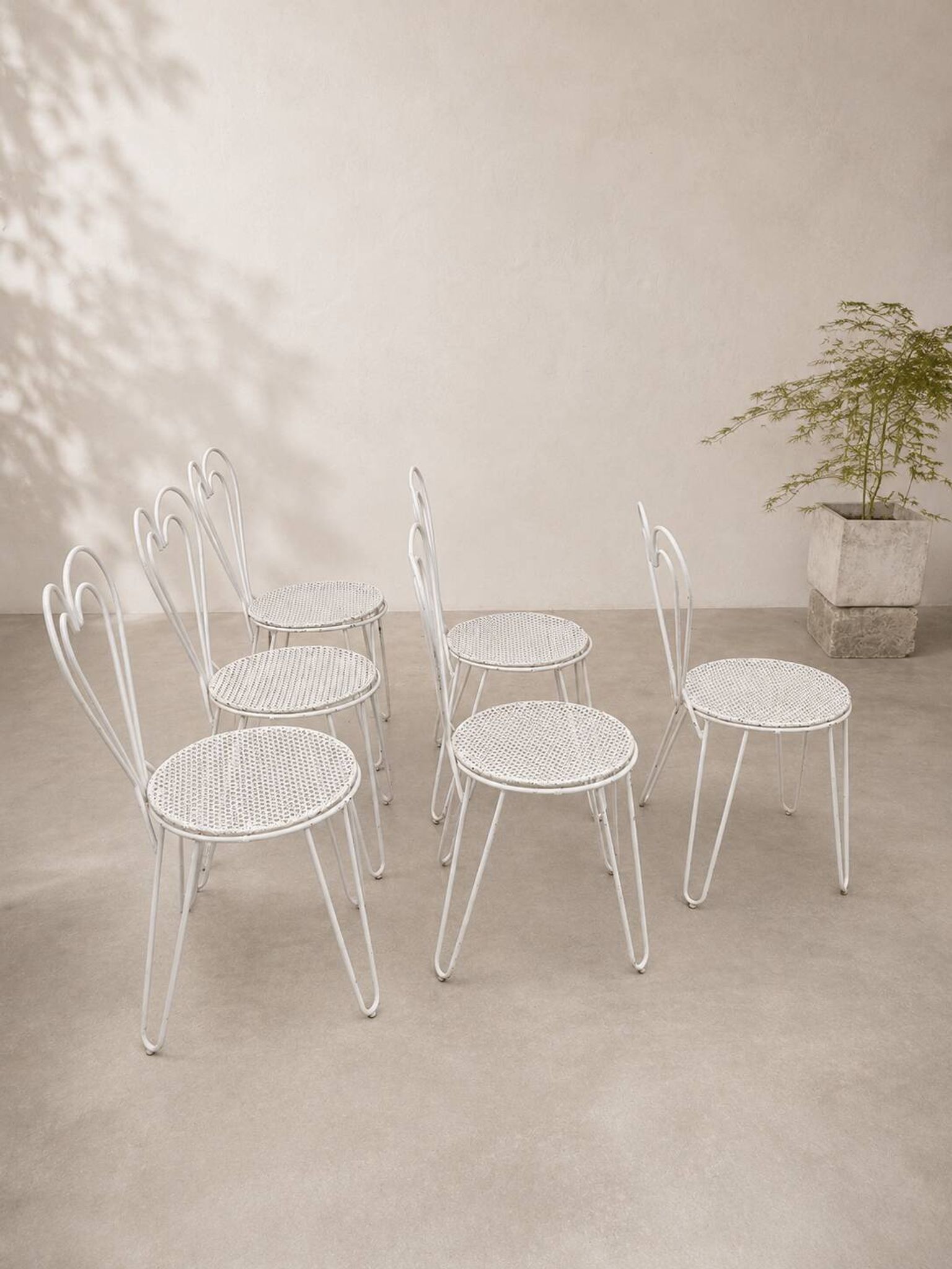 Garden chair "Cœur" attributed to Mathieu Matégot, perforated metal, years