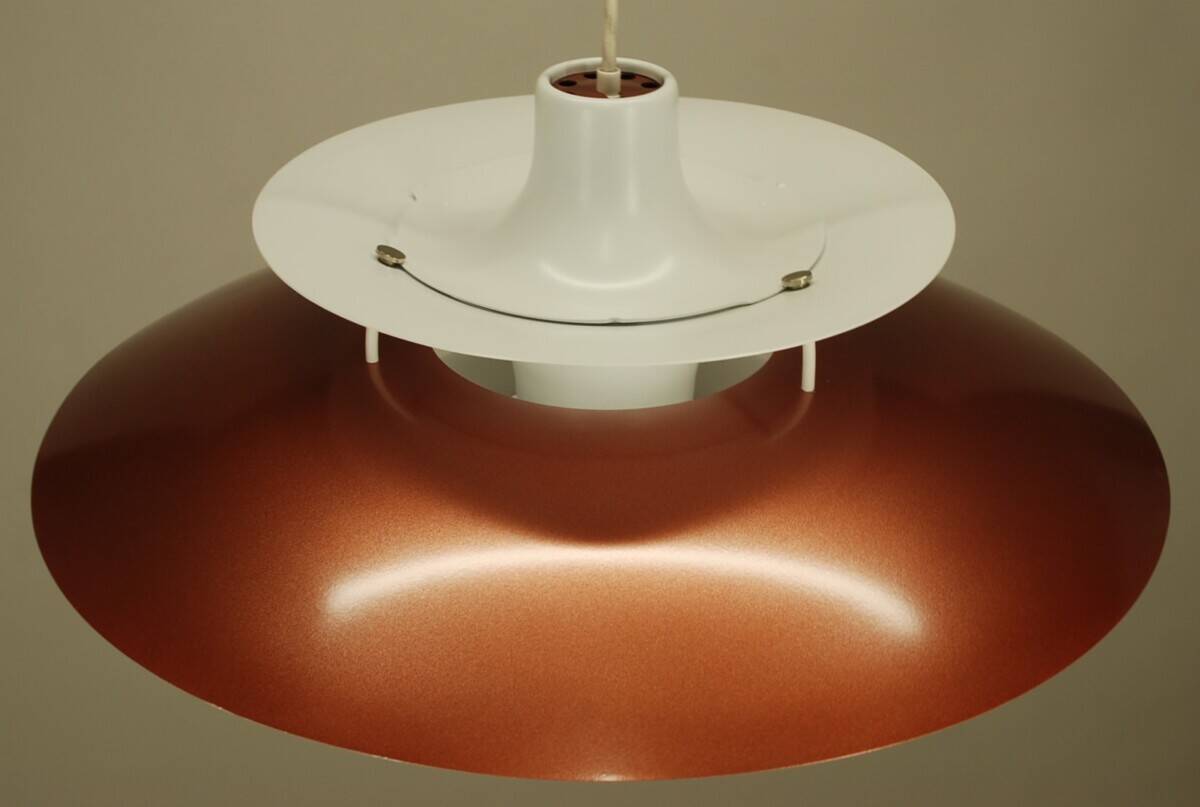 Suspension Louis Poulsen ph5 vintage | Poul Henningsen | restauration | blanc et cuivre