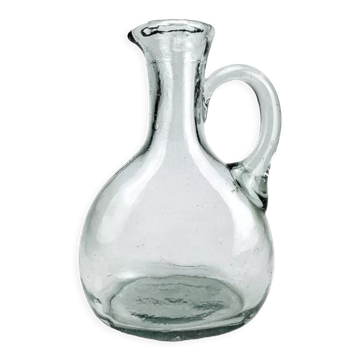 Cruche à eau ancienne en verre soufflé épais