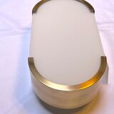 Perzel Ceiling lamp or wall lamp, signed, mid-twentieth century, opaline brass, France