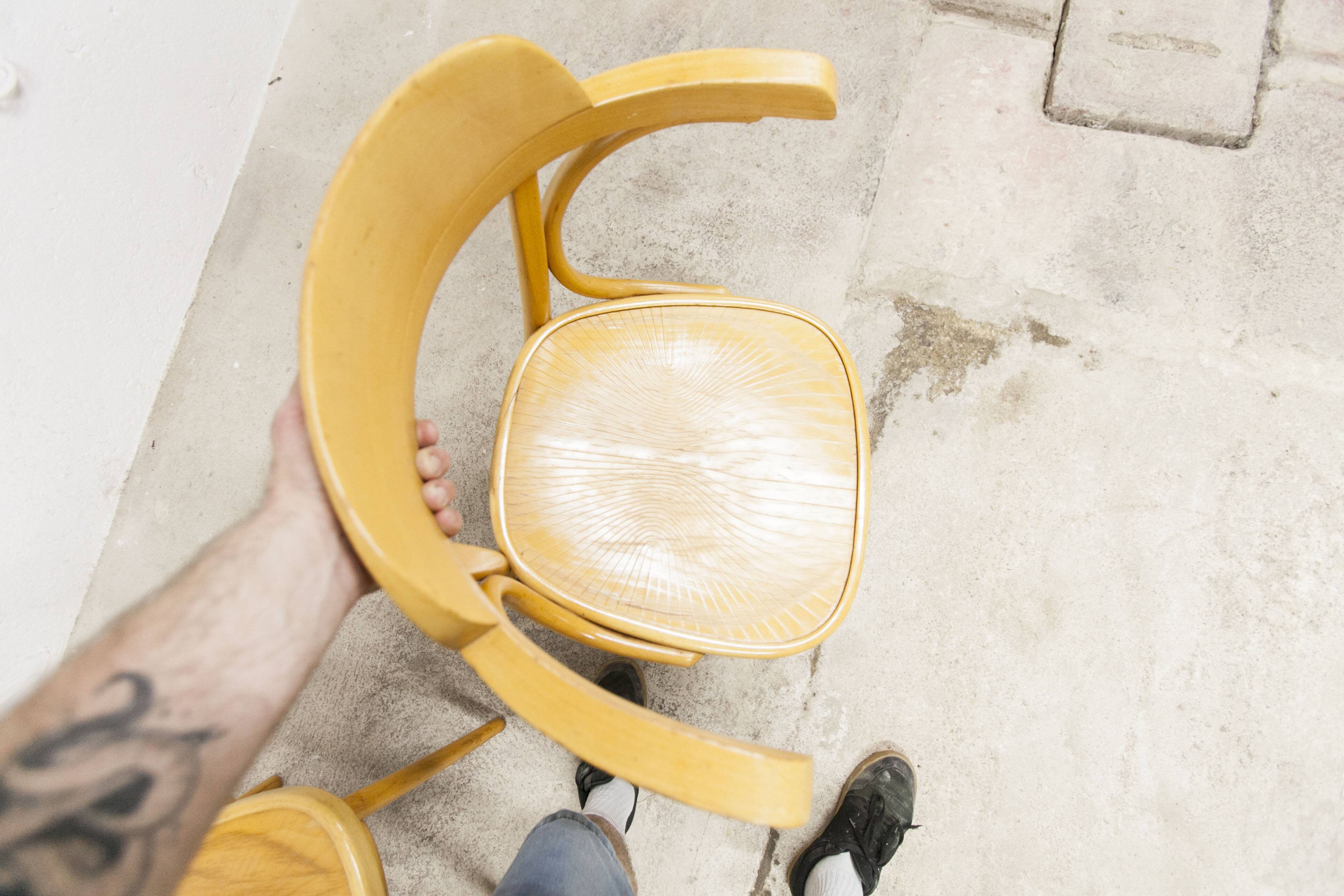 Set of 4 bistro armchairs with armrests from the 1960s.