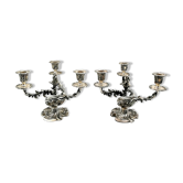 Wiskeman, pair of rococo chandelier, silver metal