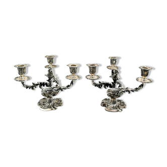 Wiskeman, pair of rococo chandelier, silver metal