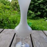 Trio of white opaline vases