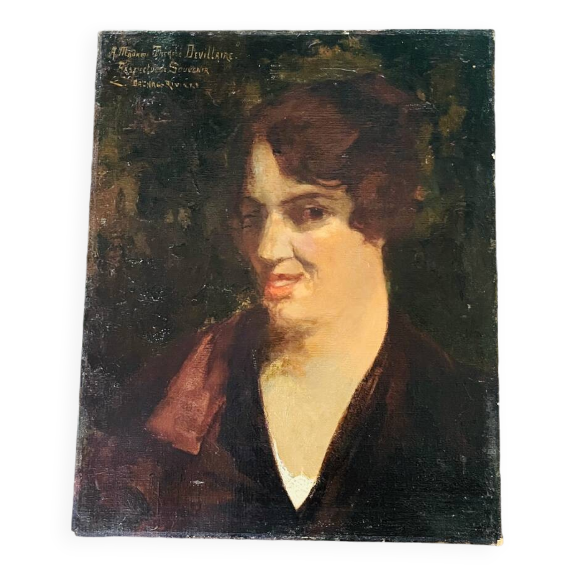 Charles Henri Gaston Dagnac-Riviere Impressionist Portrait Oil on Canvas