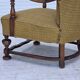 1960s, Danish armchair, original green furniture wool, carved oak wood,