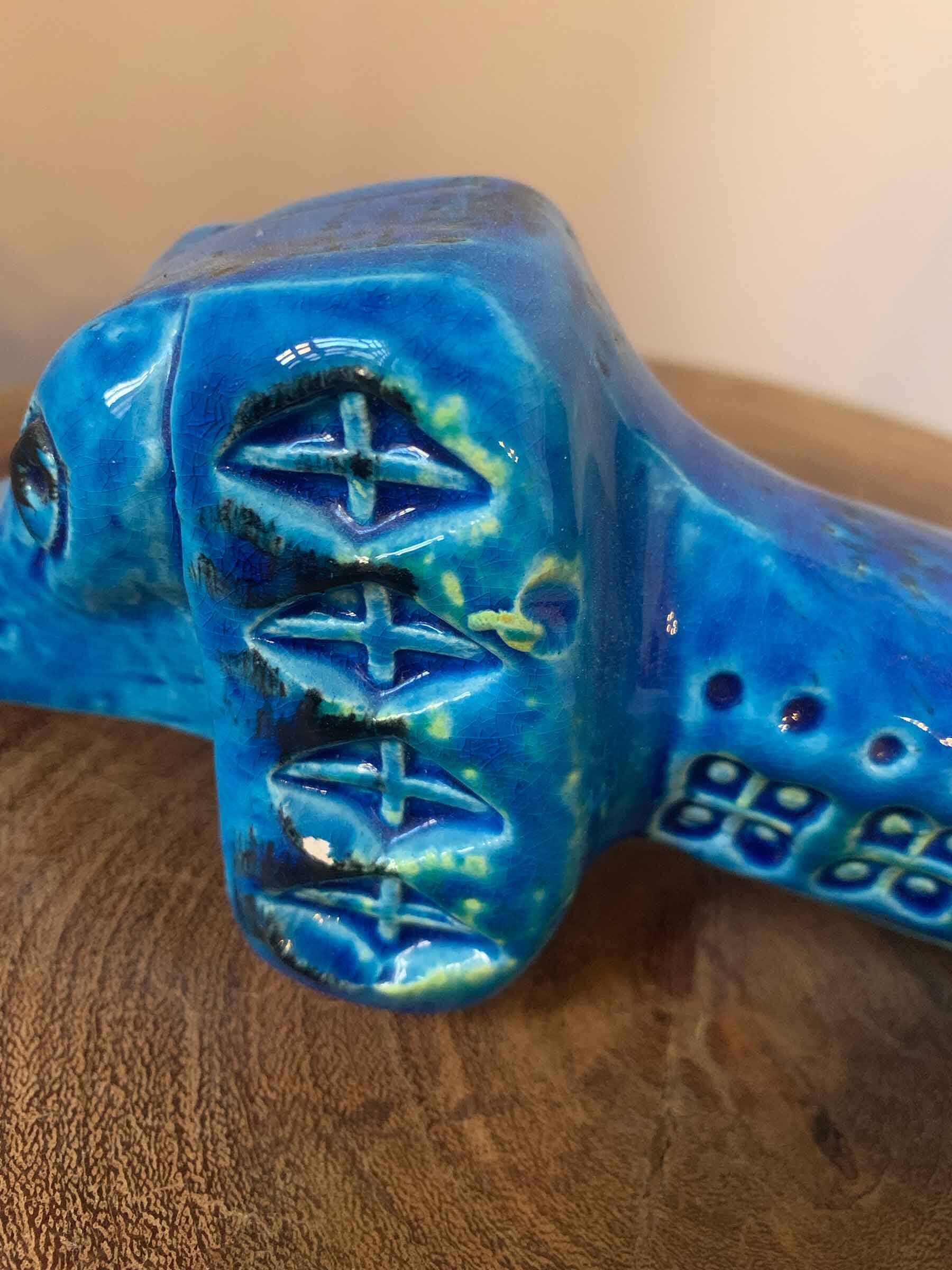 Teckel chien par Aldo Londi pour Bitossi, série bleue Rimini