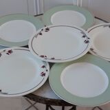 Set of 6 mismatched flat plates Salins and Meudon