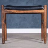 Rosewood Stool with Black Leather Seat, Denmark, 1960s