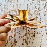 Brass clover candle holder