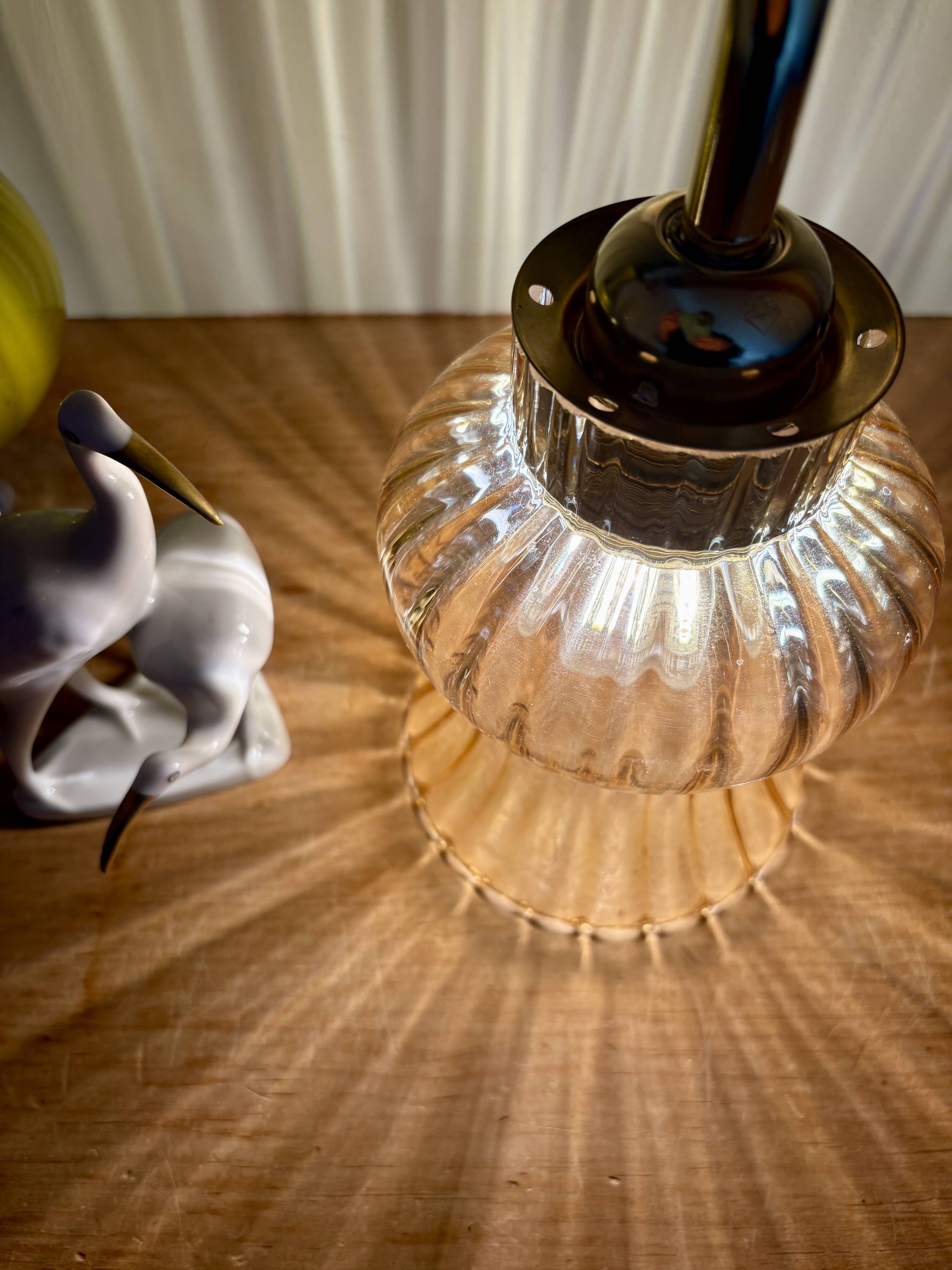 Vintage tulip angled wall light in amber glass