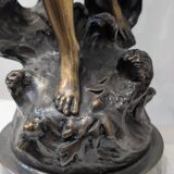 Bronze lamp signed Auguste Moreau – Woman with a shell