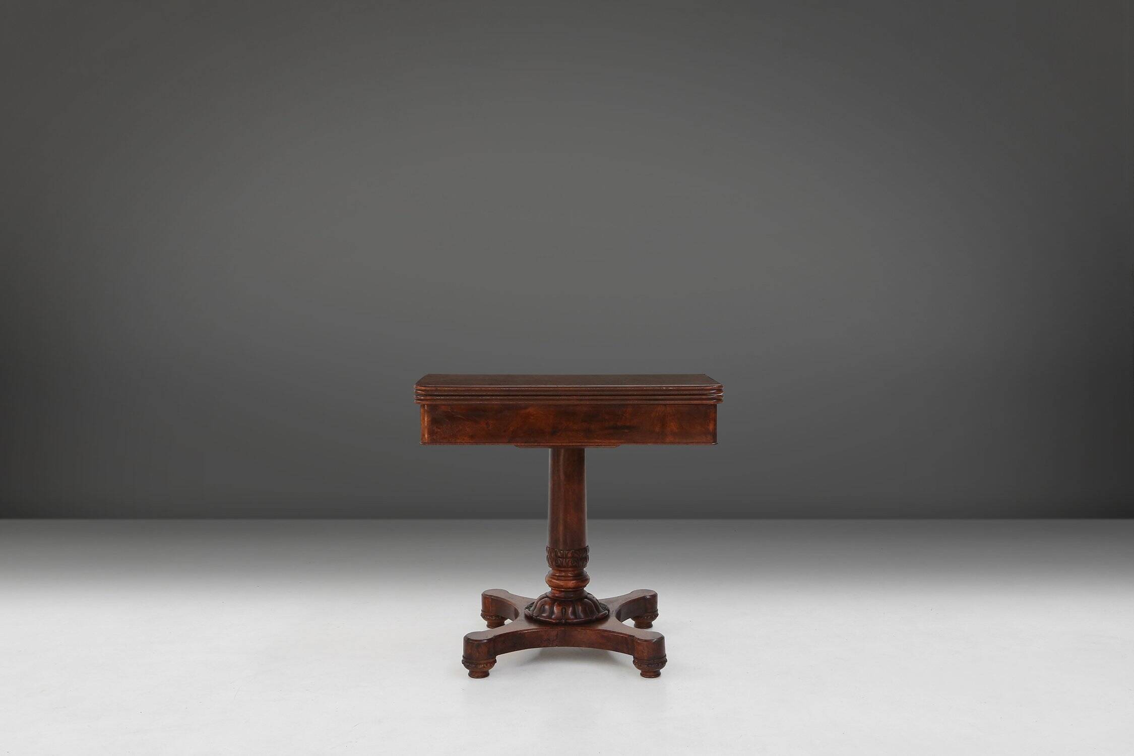 Victorian Burl Wood Folding Card Table, UK, 19th Century