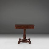 Victorian Burl Wood Folding Card Table, UK, 19th Century