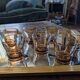 7 smoked cups – amber brown, 70s spirit