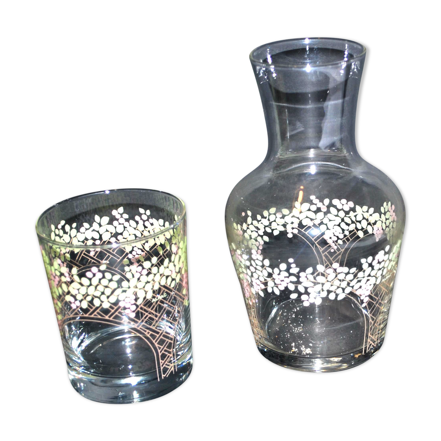 Verre d'eau rétro en verre émaillé alpac - serviteur de nuit