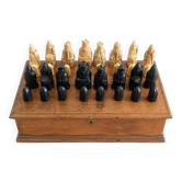 Réplique du jeu d'échecs Isle of Lewis de style musée avec boîte en bois faite à la main