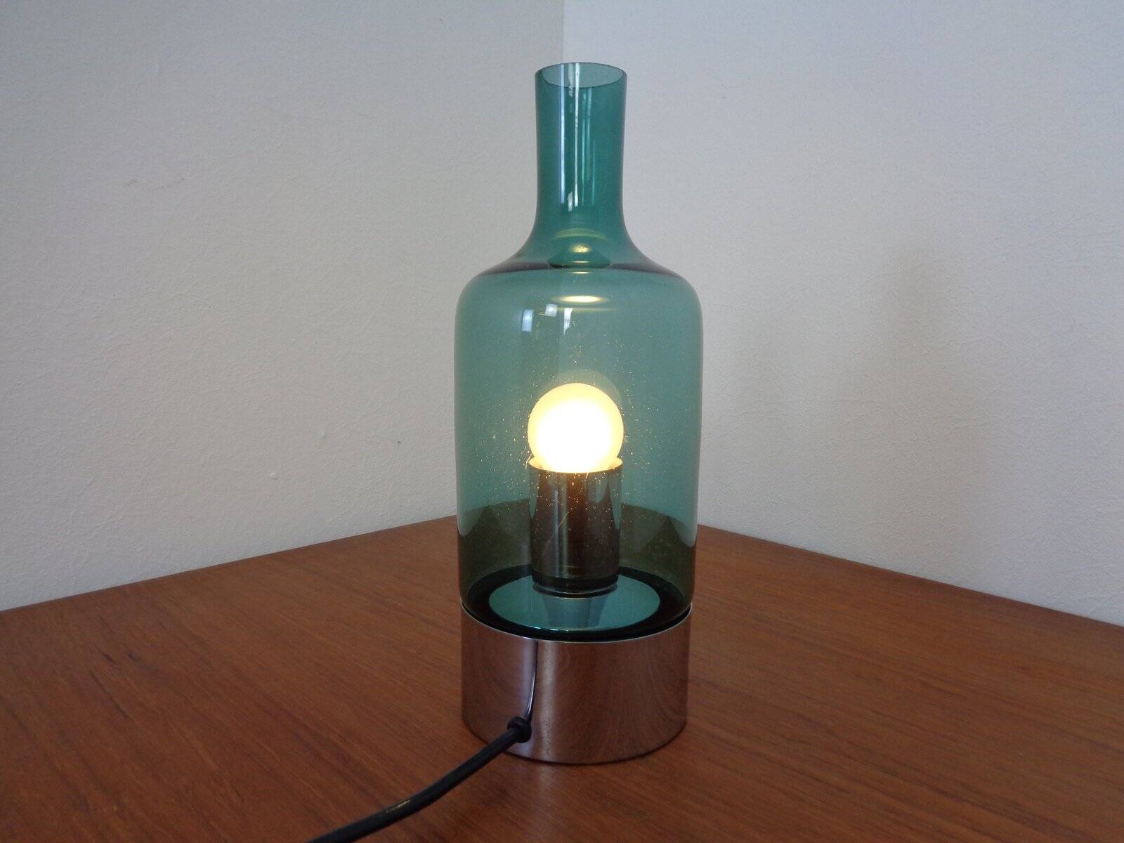 Italian glass and chrome table lamp, 1960s