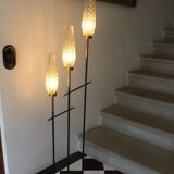 Vintage 3-light floor lamp, Arlus style, Art Deco spirit, 1950s.