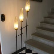Vintage 3-light floor lamp, Arlus style, Art Deco spirit, 1950s.