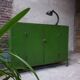 Comptoir industriel en acier vert