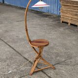 Vintage bamboo rattan floor lamp, with shelf
