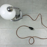 Mid-century flower chrome and opaline table lamp