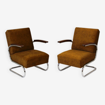 Restored Bauhaus S411 Armchairs By W. H. Gispen For Mücke Melder, 1940s, Set Of 2