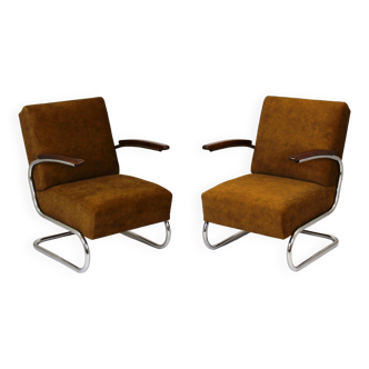 Fauteuils Bauhaus S411 Restaurés Par WH Gispen Pour Mücke Melder, 1940s, Set de 2