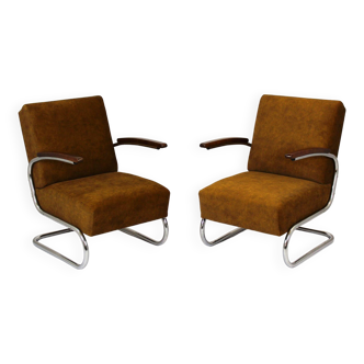 Restored Bauhaus S411 Armchairs By W. H. Gispen For Mücke Melder, 1940s, Set Of 2