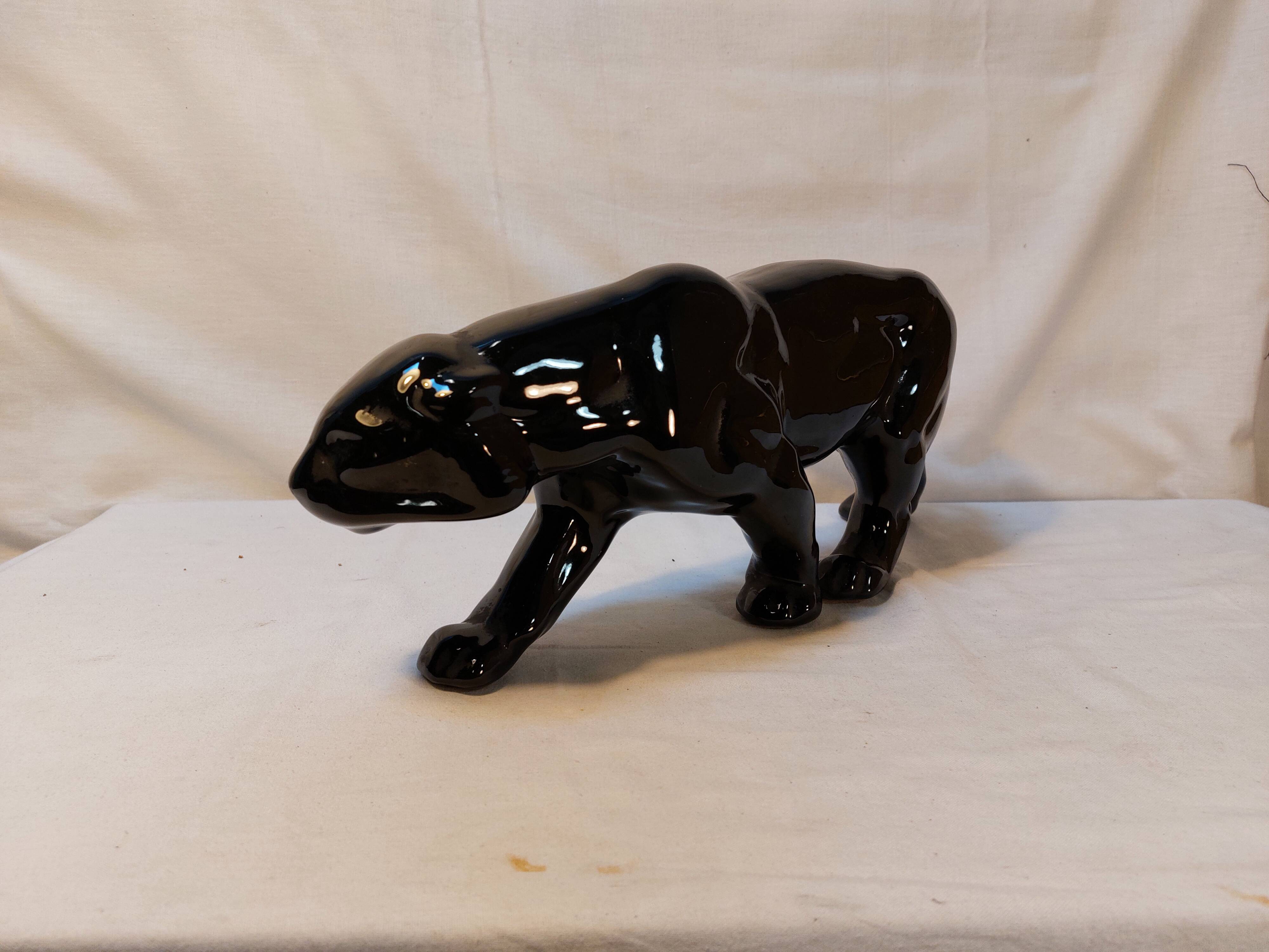 Art Deco Style Black Panther Ceramic