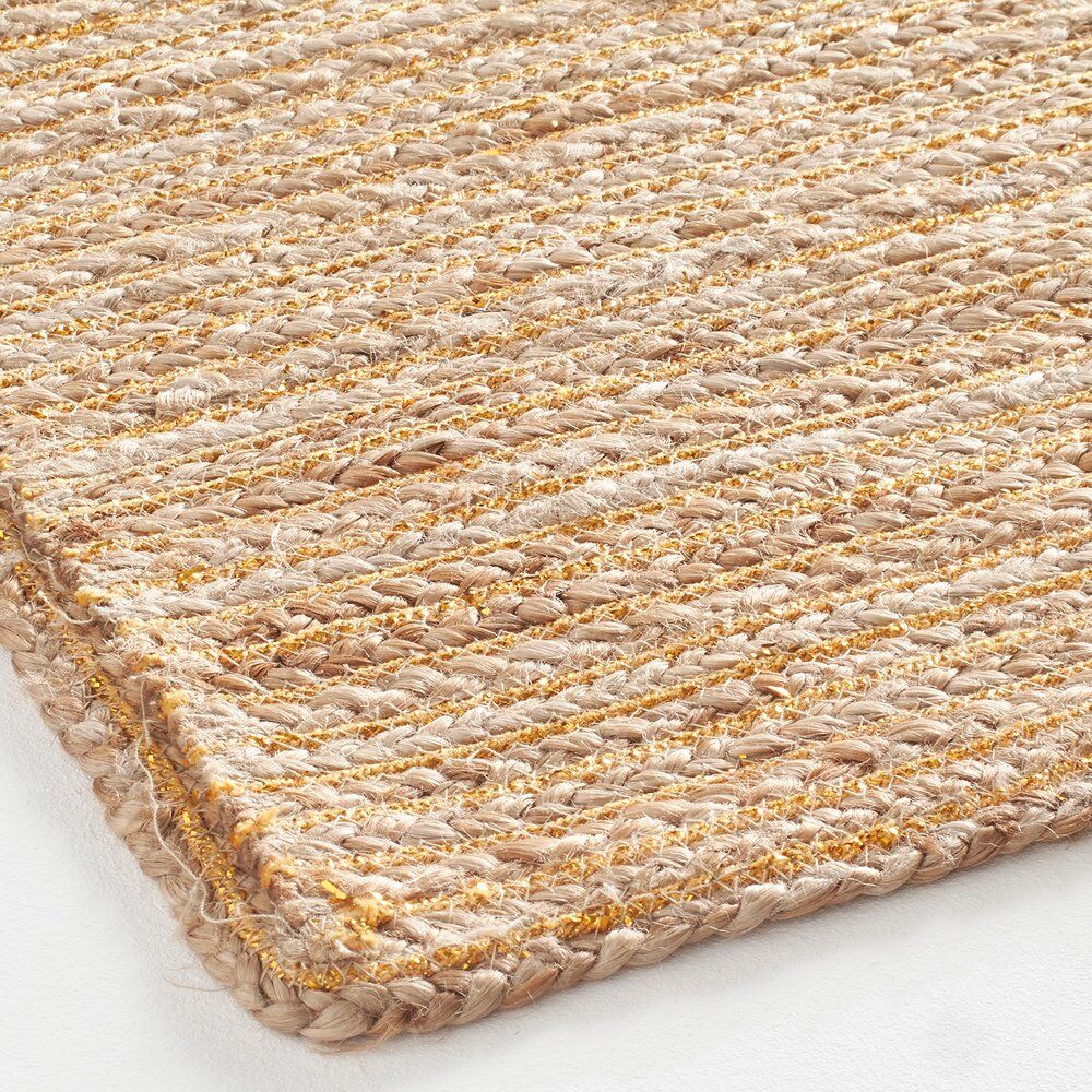 Golden burlap rug 96 x 64 cm