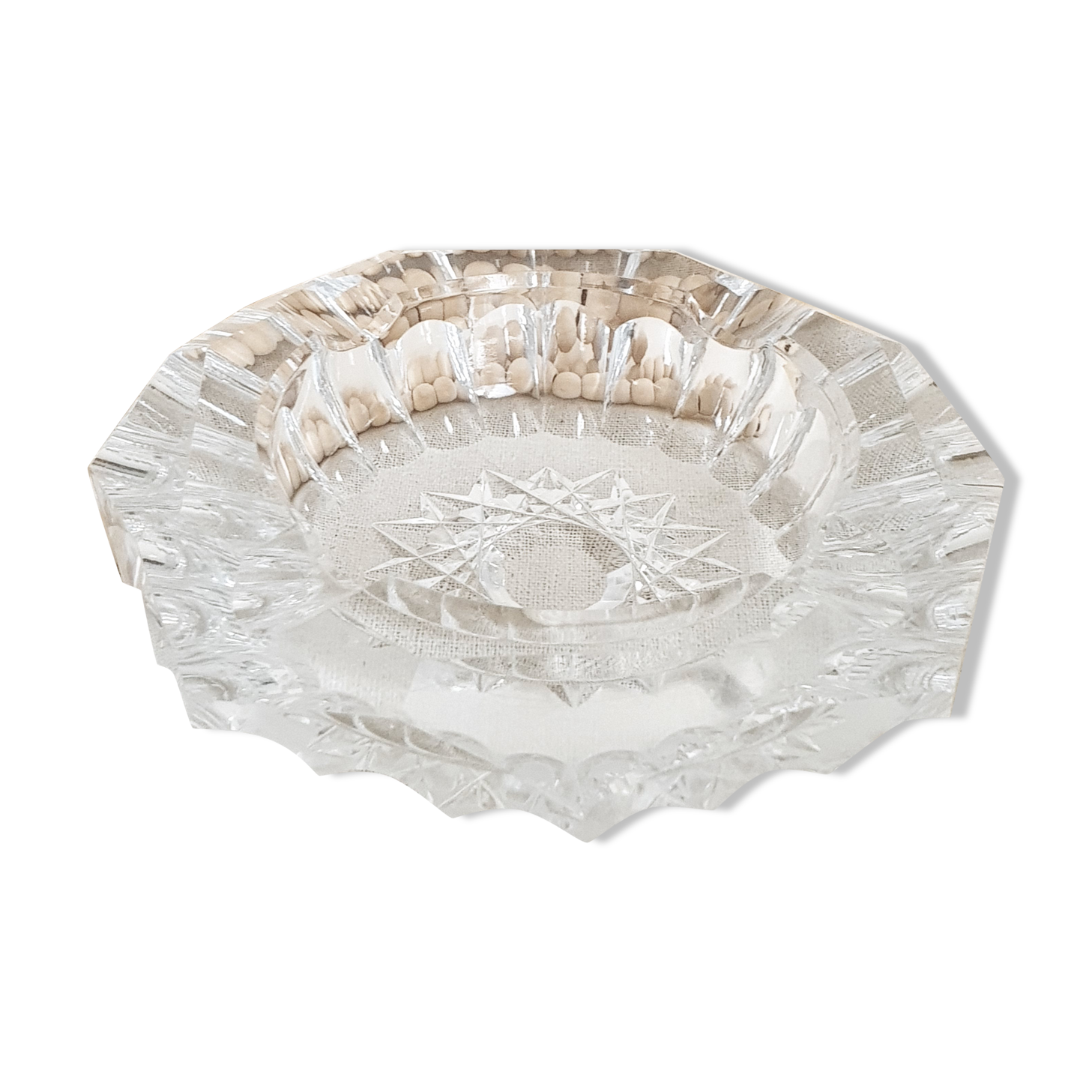 Chiseled glass ashtray