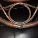 Oval rattan mirror in brown vintage, 72x49 cm