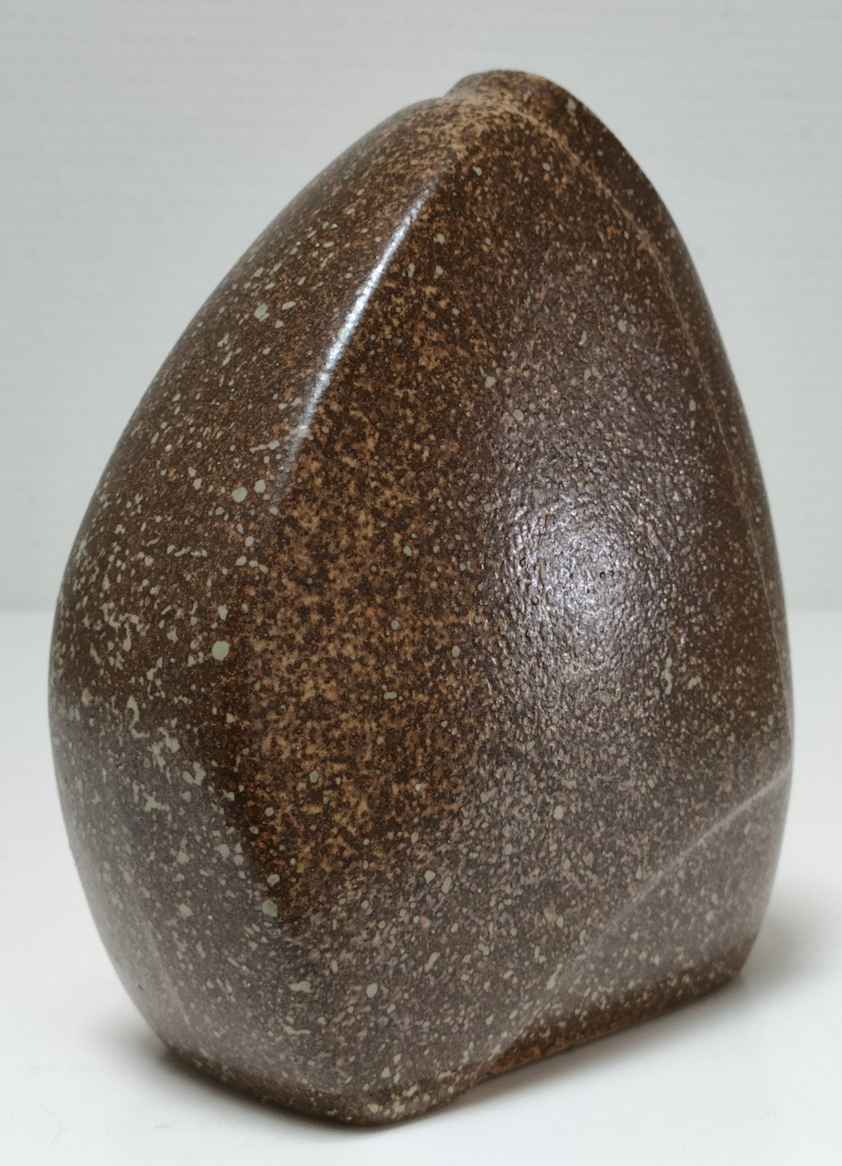 Flat enamelled stoneware vase 80s design