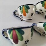 Set of 7 miniature Quimper earthenware cups