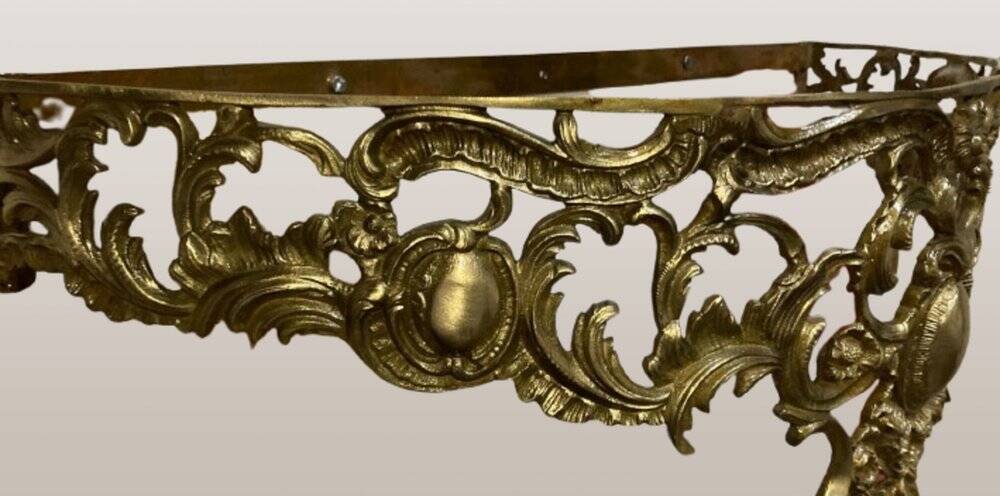 Console murale en bronze et miroir, années 60. Lot de 2