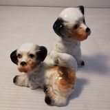 Pair of vintage ceramic terrier puppy dog figurines