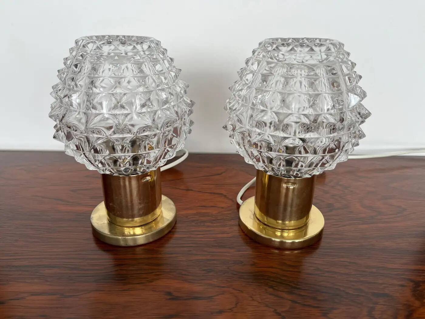 Paire de lampes de table en laiton par Kamenický Šenov, années 1960 / Tchécoslovaquie