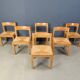 Vintage oak and wicker dining chairs, 1960s