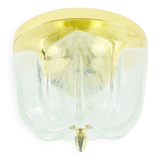 Grand plafonnier/plafonnier en verre et laiton en forme de fleur, fabriqué à Limbourg, Allemagne, années 1960/1970