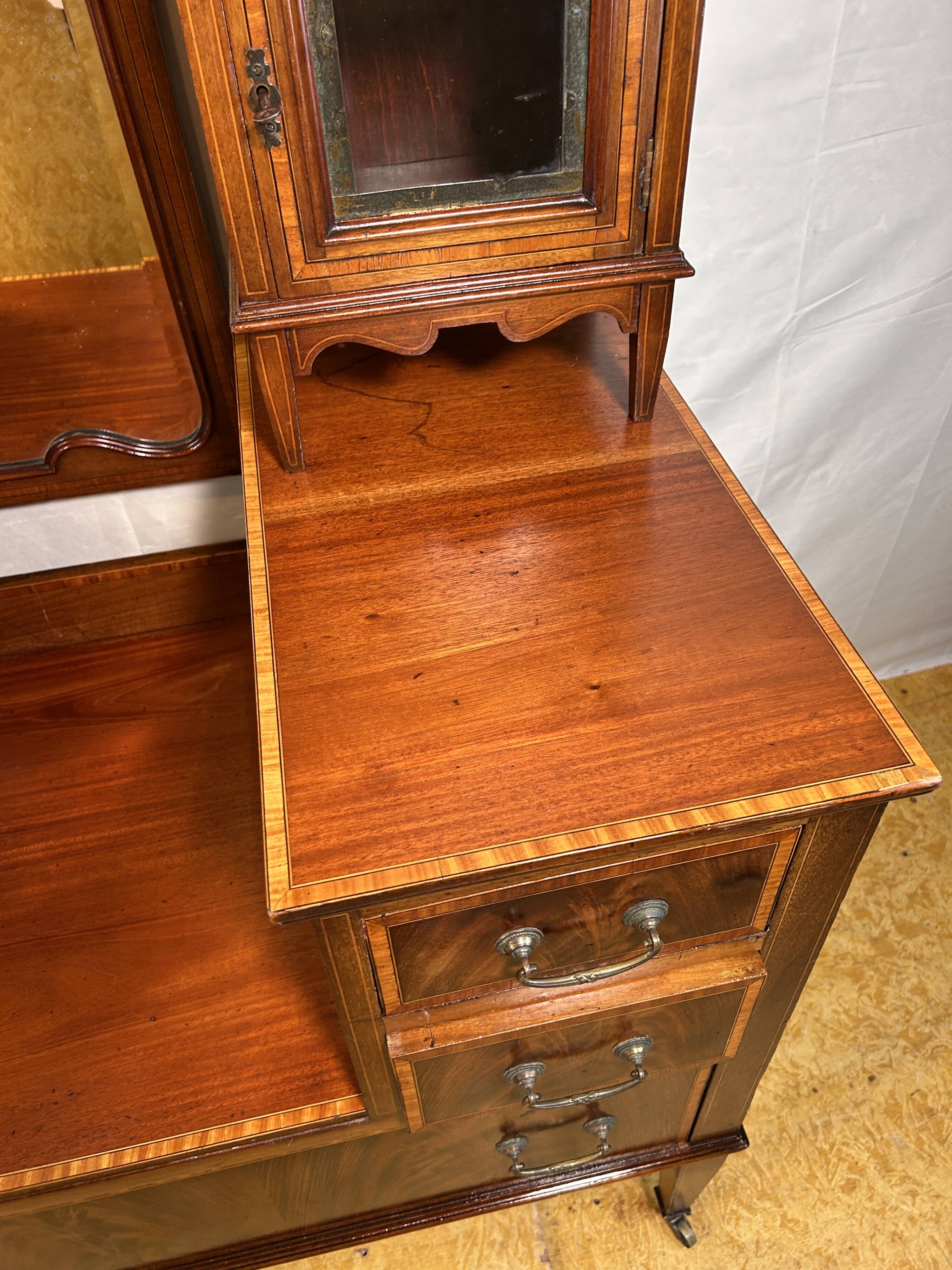Edwardian Vintage Inlaid Console Hall Table / Dressing Table – 1900–1910