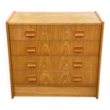 Scandinavian chest of drawers with 4 drawers in oak, 1970.