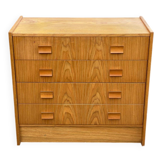 Scandinavian chest of drawers with 4 drawers in oak, 1970.