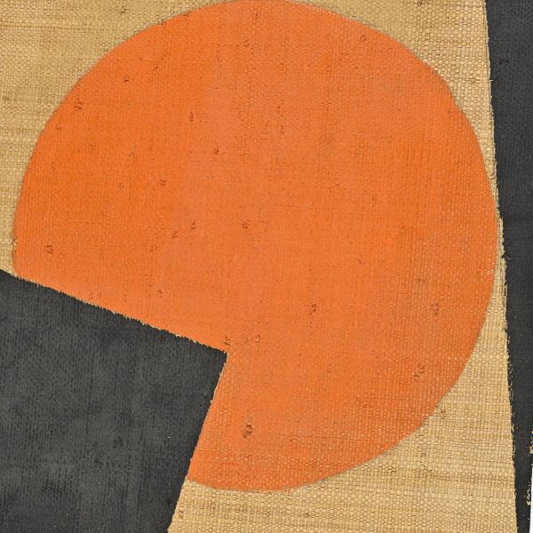 Peinture sur toile de jute par Hans Peter, Suisse vers 1975