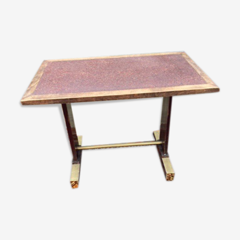 Wooden and brass bistro table