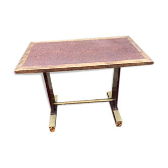 Wooden and brass bistro table
