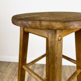 Round vintage wooden bar stool